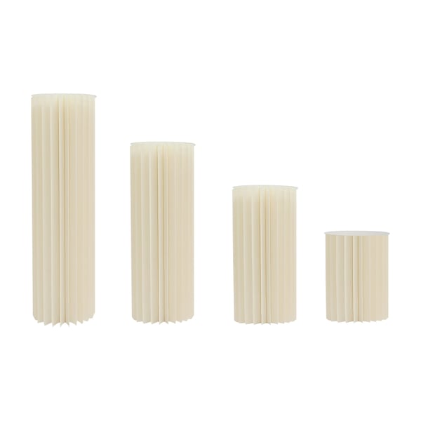 Bryllupsdekoration Cylindersøjler - Sammenklappelige Kartonstativer - 3 Stk. 60/80/100 cm - Til Blomsterstander & Dessertbord - Mælkehvid