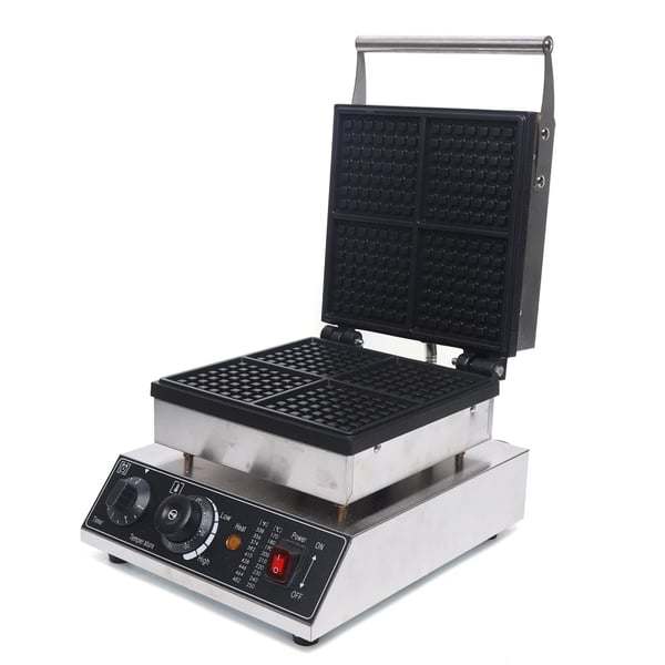 Vaffeljern - Professionelt - 4 forme - Firkantet - Slip-let - 1750 W - 220 V - Trykstøbt aluminium - Sølv