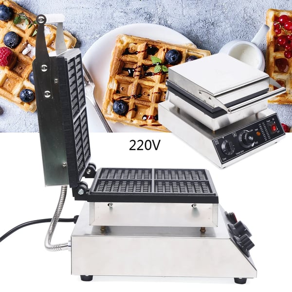 Vaffeljern - Professionelt - 4 forme - Firkantet - Slip-let - 1750 W - 220 V - Trykstøbt aluminium - Sølv