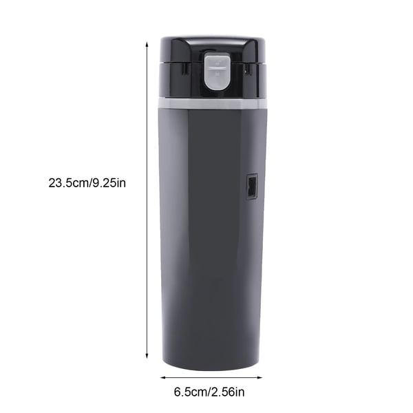 Auton sähköinen vedenkeitin, 500 ml, 12–24 V (5–12 A, 45–95 W), älykäs tunnistus, digitaalinen näyttö, kosketusohjaus, kannettava, musta