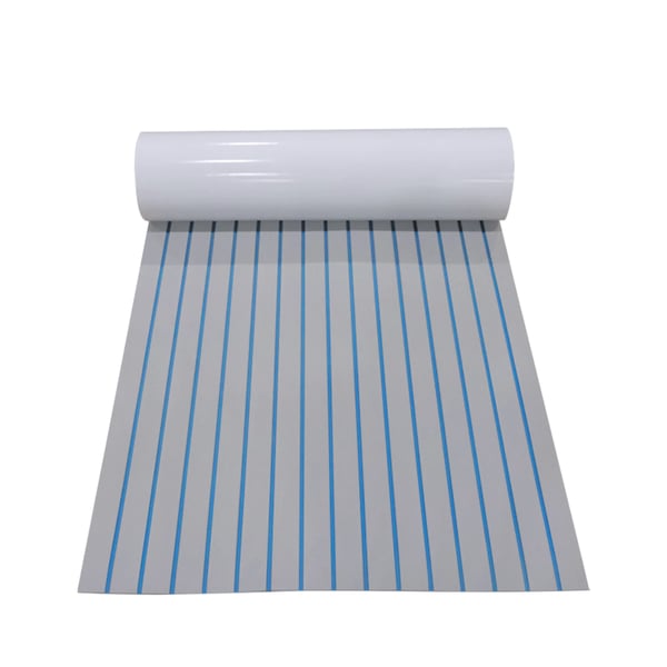 EVA kansimatto veneelle ja jahdille - Tiikkikuvio - Itsetarttuva - Liukueste - 240x90 cm - 6 mm - Sininen