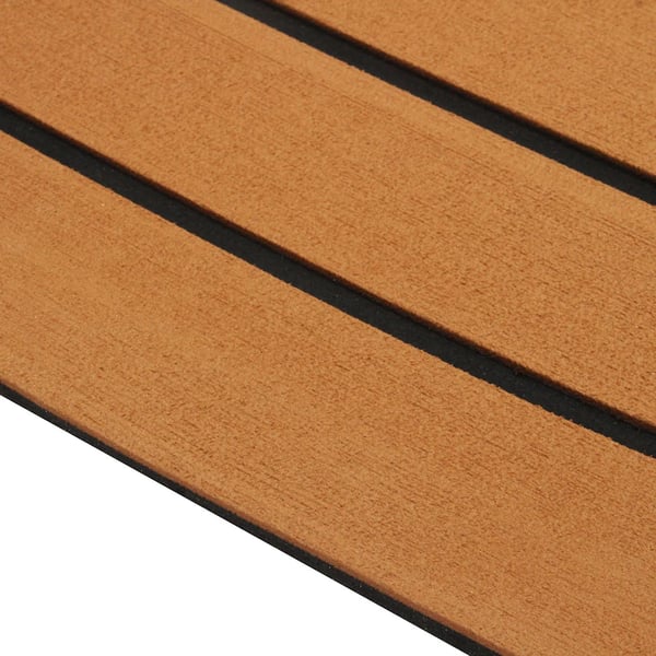 Teak-look Båtdäck - EVA-skum Däckmatta - Självhäftande - 240x60 cm - 6 mm Tjocklek - Brun