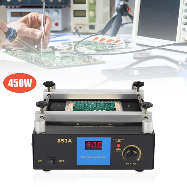 YIHUA 853A, BGA IR-forvarmer og elektronisk varmeplade rework-station, 110/220V 450W, sort