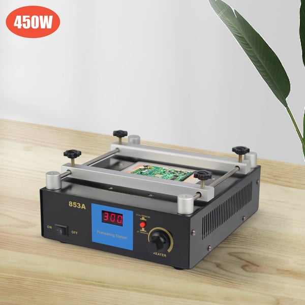 YIHUA 853A, BGA IR-forvarmer og elektronisk varmeplade rework-station, 110/220V 450W, sort