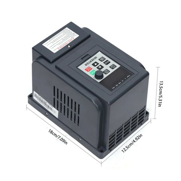 Frekvensomformer - VFD Inverter - Enfaset 220 V - 750 W - Hastighedsregulator - EU-stik - Sort
