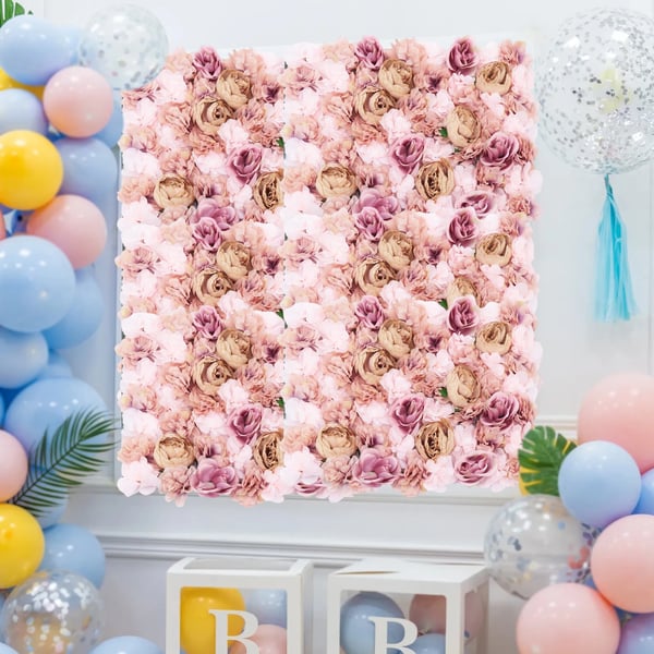 Blomstervæg - Silkerose Panel - 6-pak - DIY Montering - Bryllup & Forlovelse - Indendørs Dekoration - Lyserød