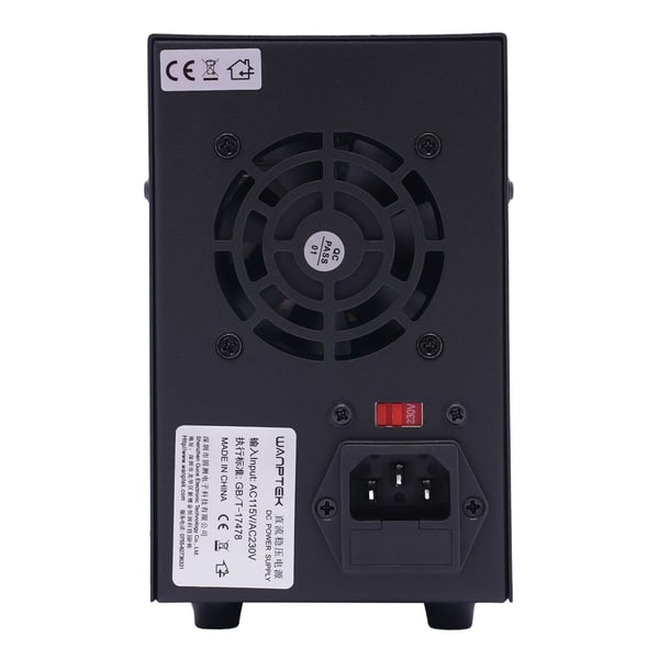 Laboratorie DC strømforsyning - Bænkenhed - Justerbar 0–30/60 V - 0–5/10 A - 4-cifret display - USB - EU-stik - Sort