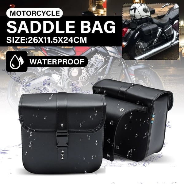 Motorcykel Sadeltasker - Sidetasker - Vandtæt - PU-læder - Universal Pasform - 26 x 24 x 11 cm - 1 Par - Værktøjsopbevaring