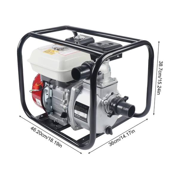 Benzin-vandpumpe, 4-takt 210 cc 6,5 hk, overførings-/irrigationspumpe, CN-stik