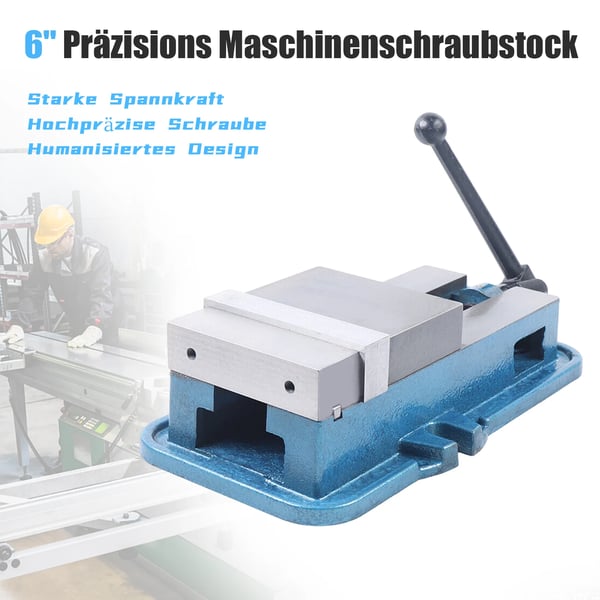 Fræseskruestik - 160 mm maskinskruestik - Præcisionsspænding - Låsende design - Bordmontering - Til CNC/boring - Blå