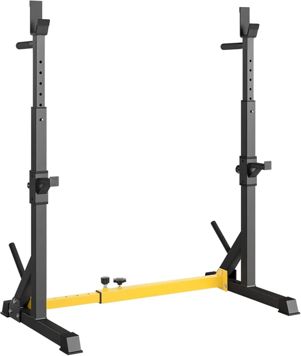 Justerbart vægtstangsstativ - Squat Rack/Bænkpresstativ - Maks belastning 250 kg - Multifunktion - Titanstål - Til hjemmefitness - Gul