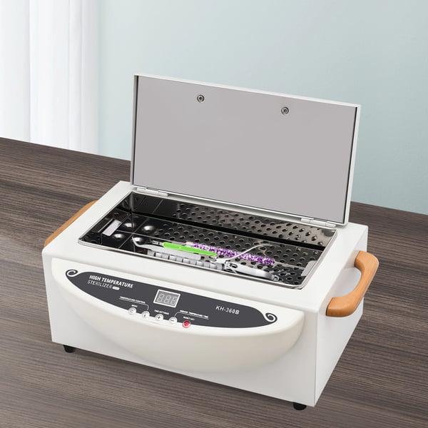 Varmluftsterilisator til negleværktøj - KH-360B - 500 W, Tør Varme, Høj Temperatur, Timer, Rustfrit Stål, Salon & Hjem - Hvid