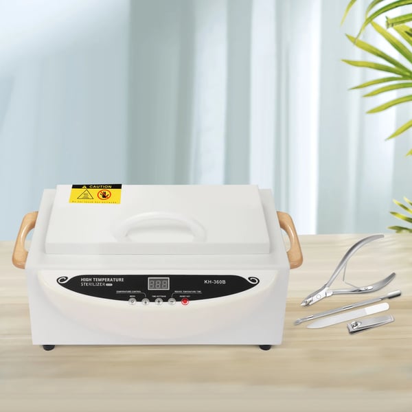Varmluftsterilisator til negleværktøj - KH-360B - 500 W, Tør Varme, Høj Temperatur, Timer, Rustfrit Stål, Salon & Hjem - Hvid