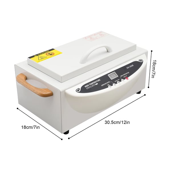 Varmluftsterilisator til negleværktøj - KH-360B - 500 W, Tør Varme, Høj Temperatur, Timer, Rustfrit Stål, Salon & Hjem - Hvid