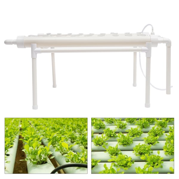 Hydroponiskt odlingskit - 6-rörssystem - 54 odlingsplatser - 1 nivå - PVC - Komplett set - Vit