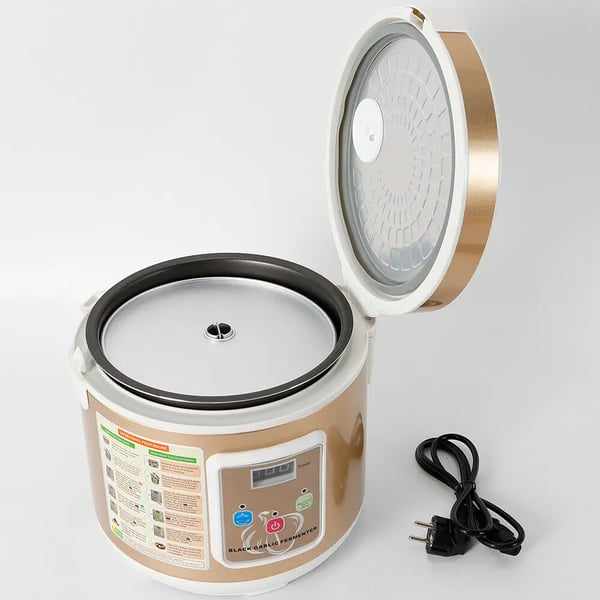 Fermenter til sort hvidløg - Fuldautomatisk - Kapacitet 5 l - Effekt 90 W - Gæring 12–15 dage - Temperatur 30–85 °C - Slip-let belægning - Guld