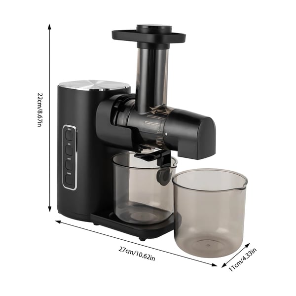 Slow Juicer Kylmäpuristin - Sähköinen mehupuristin - Suuri kapasiteetti - Säädettävä nopeus - Liukuestojalat - Helppo puhdistaa - Musta