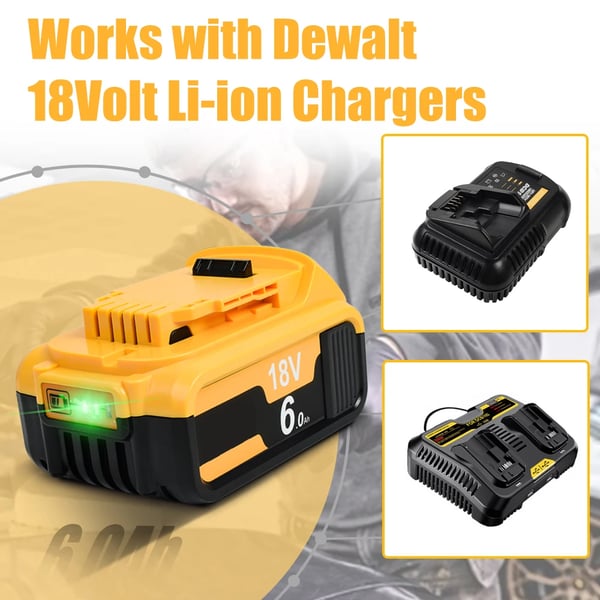 DCB200 batteri, erstatningsbatteri til DeWalt 20V/18V elværktøj, Li-ion 6Ah 6000mAh, grå