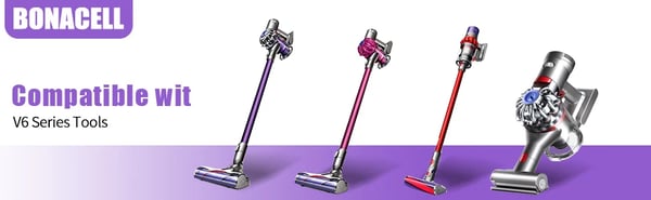 Dyson V6 batteri, erstatningsbatteri 6,0 Ah, kompatibel med SV03 SV05 SV07 SV09 DC62 DC58 DC59 DC61 DC72 DC74, gul, med filter