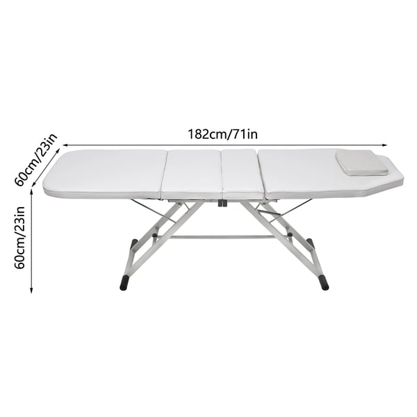 Massagebriks - 3-delt kosmetikbriks - Bærbar - Justerbar - Sammenklappelig med taske - PU-læder - Højelastisk skum - 91×60×26 cm - Hvid