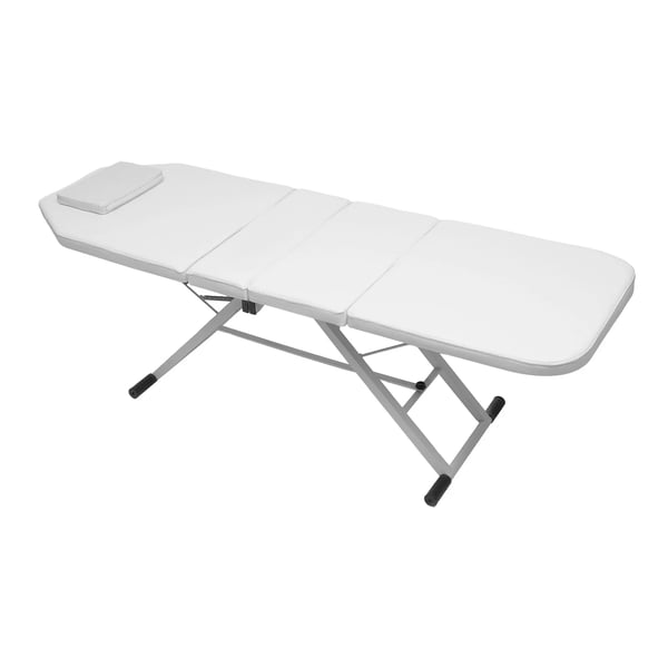 Massagebriks - 3-delt kosmetikbriks - Bærbar - Justerbar - Sammenklappelig med taske - PU-læder - Højelastisk skum - 91×60×26 cm - Hvid