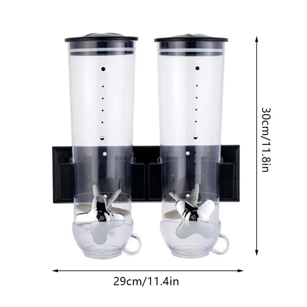 Væghængt müsli-/cornflakesdispenser - 3 L beholder - Til ris kaffe bønner tørvarer - ABS - 29x15x30 cm
