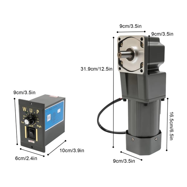 120W AC gearmotor, reduktionsmotor med hastighedsregulator, 1:30 (30K), 220V, 45 omdr./min, mørkegrå, 15 mm aksel