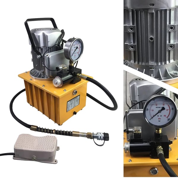 Hydraulipumppu - Sähkökäyttöinen Monivaihepumppu - 750 W - 70 MPa/10000 psi - Jalkapoljin & Solenoidiventtiili - 220 V - EU-pistoke