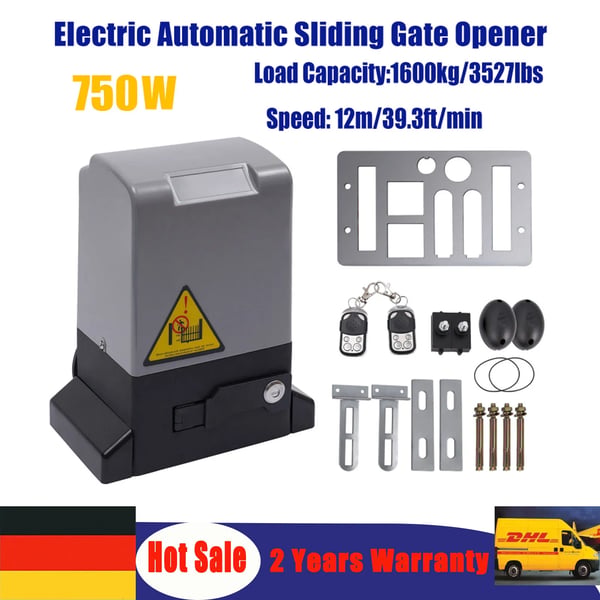 Sähköinen liukuportin avaaja - Moottorisarja - 750 W, 220 V - Jopa 1600 kg ja 12 m - 1400 r/min - Kaukosäädin 50 m - Automaattinen ja hiljainen