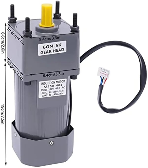 250 W AC-vaihdemoottori, sähkömoottori nopeudensäätimellä, 0–270 rpm, hiljainen, 5K, 110/220 V