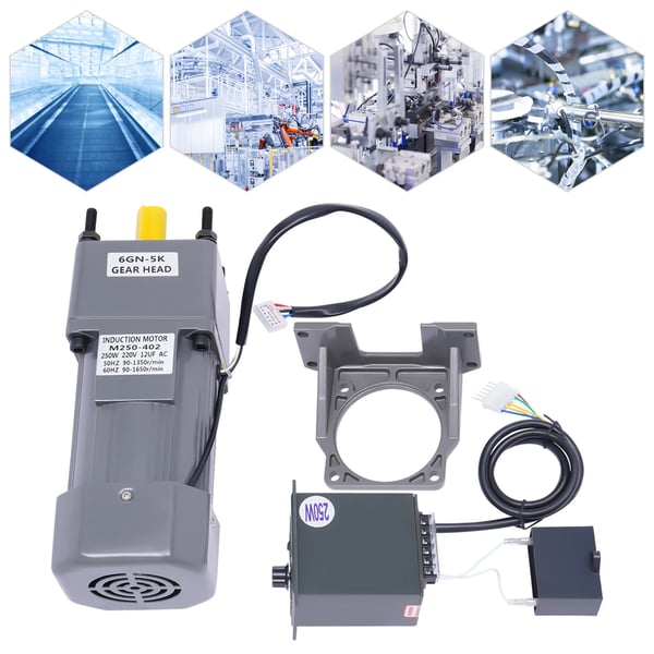 250 W AC-vaihdemoottori, sähkömoottori nopeudensäätimellä, 0–270 rpm, hiljainen, 5K, 110/220 V