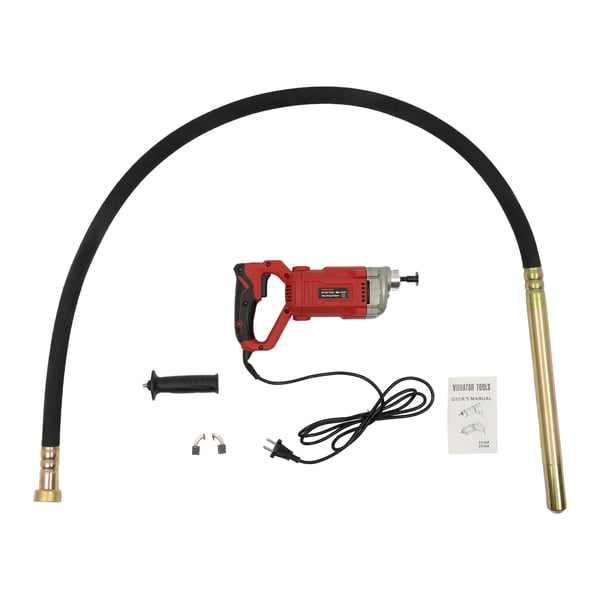 Elektrisk betonvibrator, håndholdt 1100 W, 2 m vibratorslange, 220 V EU-stik, rød