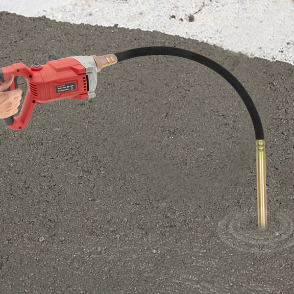 Elektrisk betonvibrator, håndholdt 1100 W, 2 m vibratorslange, 220 V EU-stik, rød