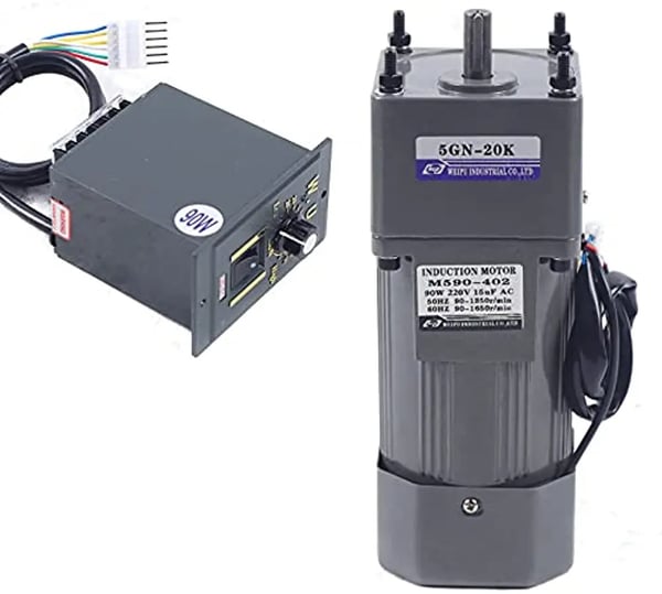 Asynkron AC-växelmotor, enfas reduktionsmotor, 90 W 220 V, med varvtalsregulator, 20K