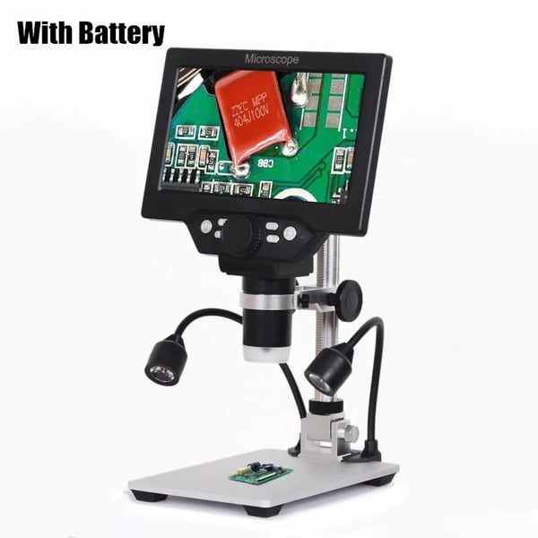 Digitalt videomikroskop - G1200D - 500–1500x - 17,8 cm HD LCD - 12 MP - Med Batteri - Til Lodning/Mobilreparation - Guld