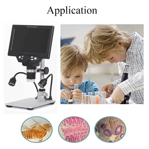 Digitalt videomikroskop - G1200D - 500–1500x - 17,8 cm HD LCD - 12 MP - Med Batteri - Til Lodning/Mobilreparation - Guld