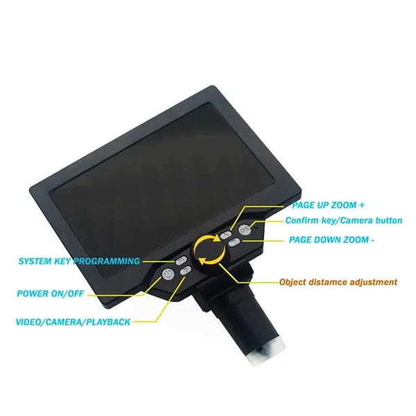 Digitalt videomikroskop - G1200D - 500–1500x - 17,8 cm HD LCD - 12 MP - Med Batteri - Til Lodning/Mobilreparation - Guld