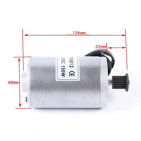 MY6812 børstet DC-motor, 12V 150W, udskiftning til elcykel/el-scooter