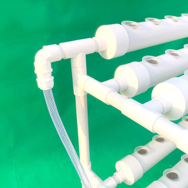 Hydroponisk dyrkningssæt - 3-lags vertikalt system - 90 plantepladser - PVC-U - Fritstående stativ - Hvid