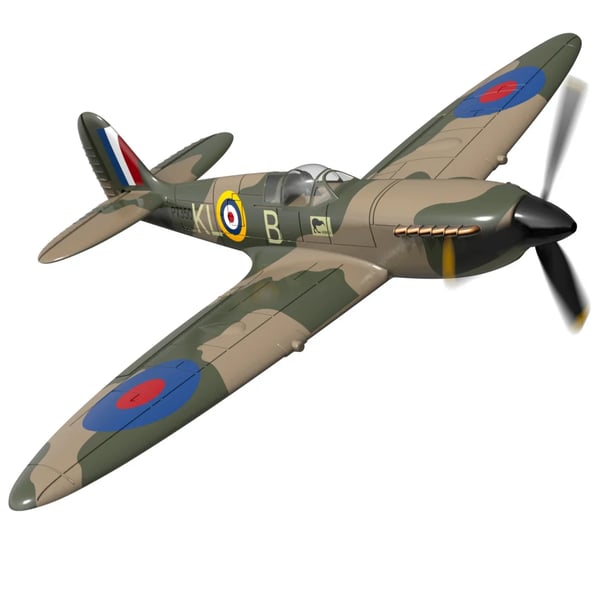 Spitfire V2 - Mini RC-fly - BNF, 2 batterier - Radio 2,4 GHz - Vingefang 400 mm - Gyro med 6 akser - Fire kanaler - Hvid