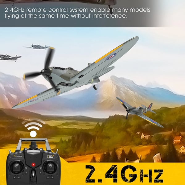 Spitfire V2 - RC Fly - RTF - 3 Batterier - 40 cm Vingefang - 6-Akset Gyro - 2,4GHz - 4 Kanaler - Blå