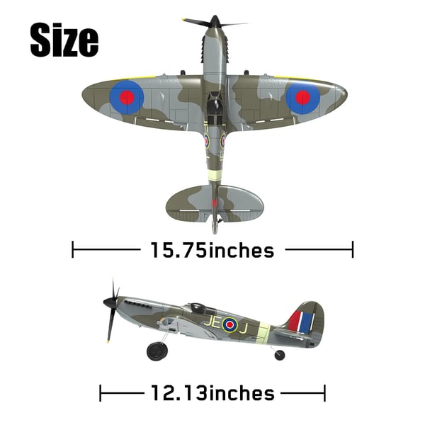 Spitfire V2 - RC Fly - RTF - 3 Batterier - 40 cm Vingefang - 6-Akset Gyro - 2,4GHz - 4 Kanaler - Blå