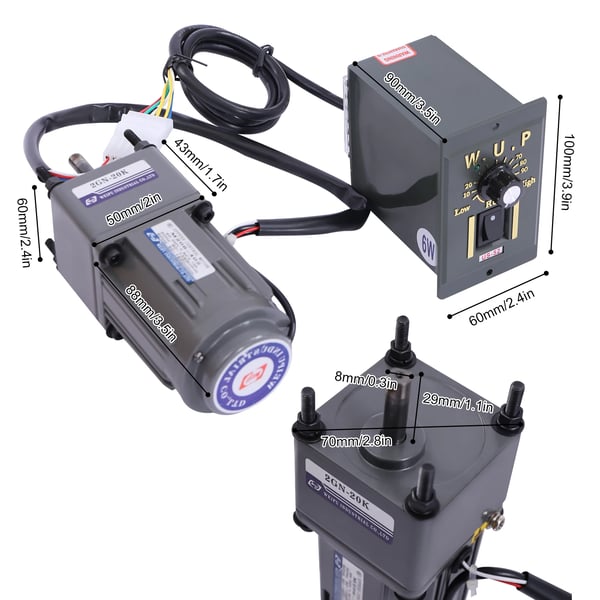 20K 6W gearmotor med hastighedsregulator, 220V, justerbar hastighed