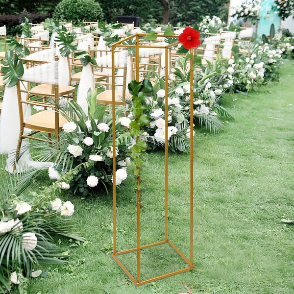 Guld metal blomsterstander, søjle til bryllupsbaggrund & plantehylde, 180 cm