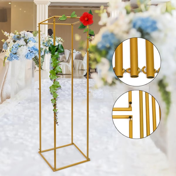 Guld metal blomsterstander, søjle til bryllupsbaggrund & plantehylde, 180 cm