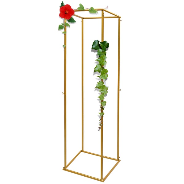 Guld metal blomsterstander, søjle til bryllupsbaggrund & plantehylde, 180 cm