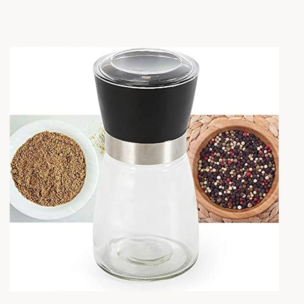 Krydderikværn sæt - Salt- og peberkværn - Manuel 6-pak - Glas - Miljøvenlig - Mørk khaki