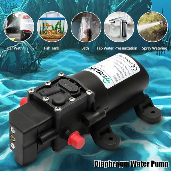 Vandpumpe - Membranpumpe - 4,5V - Højtryk - Elektrisk - EU-stik - Lige tilslutning - CE-certificeret