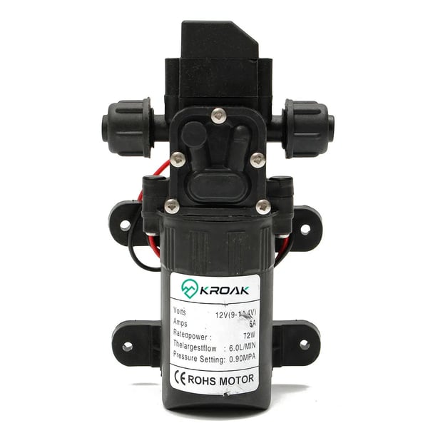 Vattenpump - Membrantryckpump/Boosterpump - Skruvgängad anslutning - 3V - Högtryck - EU-kontakt - CE-godkänd - För husbil och båt