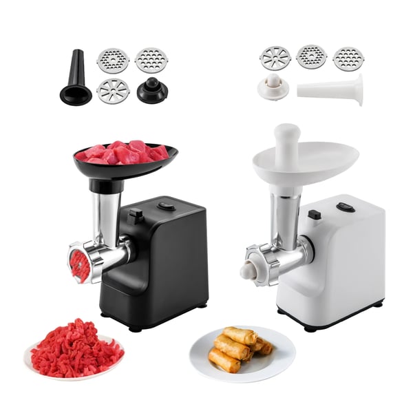 Elektrisk Kødhakker & Pølsestopper - MG-S1 - 1000W Max - 1,5–2,5 kg/min - 3 Skiver - 220–240V AC - Rustfrit Stål/Plast - Hvid